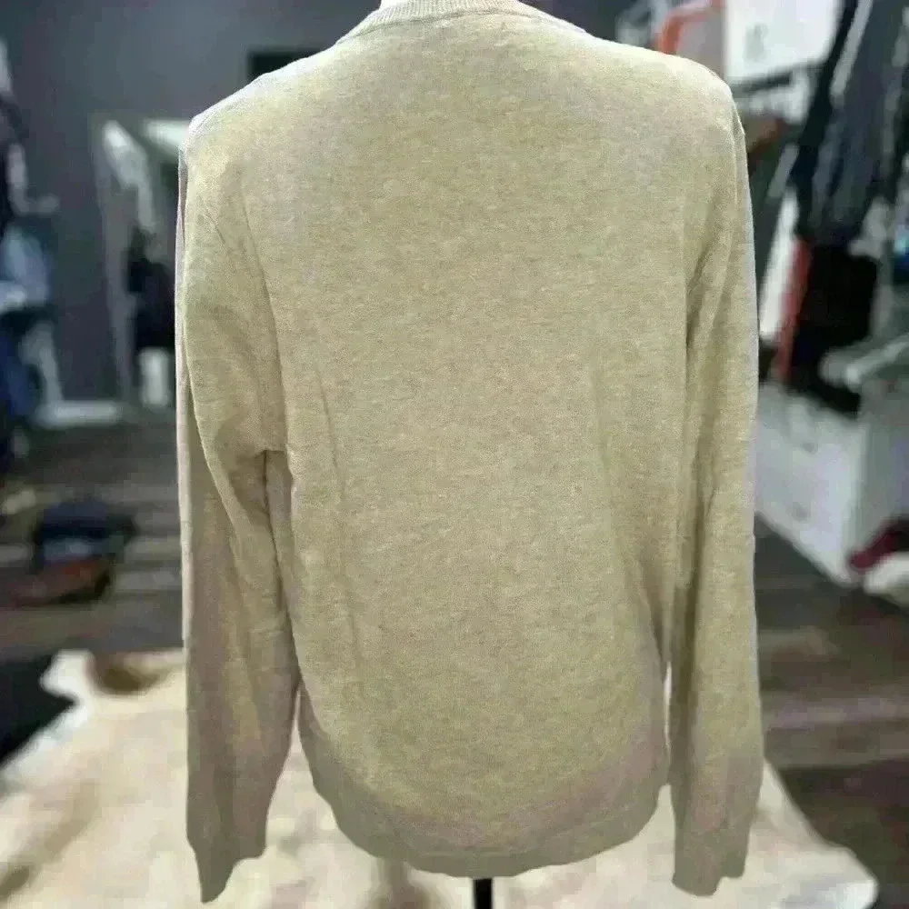 NWT J. Crew Men's Cotton Crewneck Sweater-Tee Long Sleeve Beige Size M